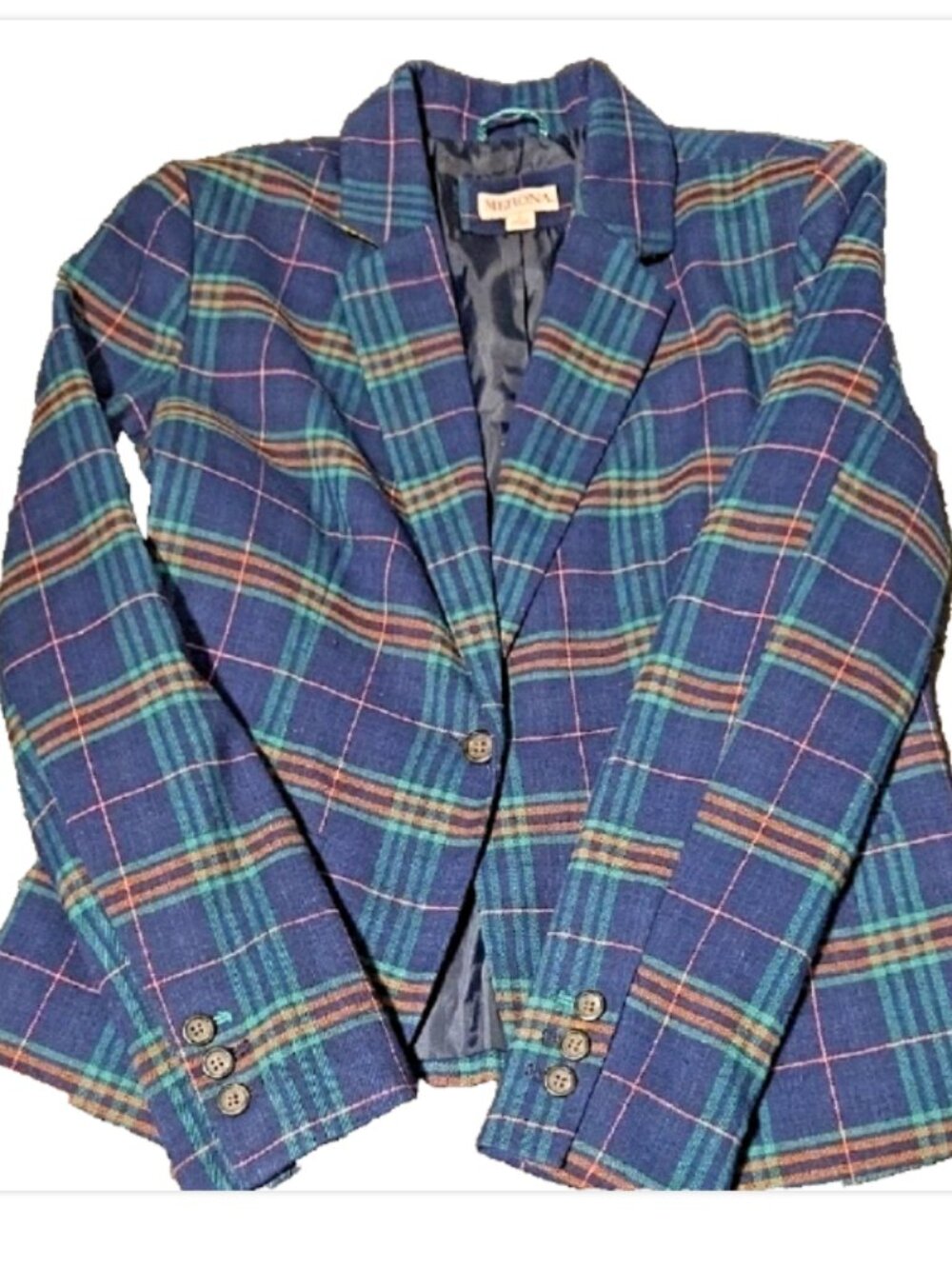 ⭐ Merona Blue and Green Plaid Blazer